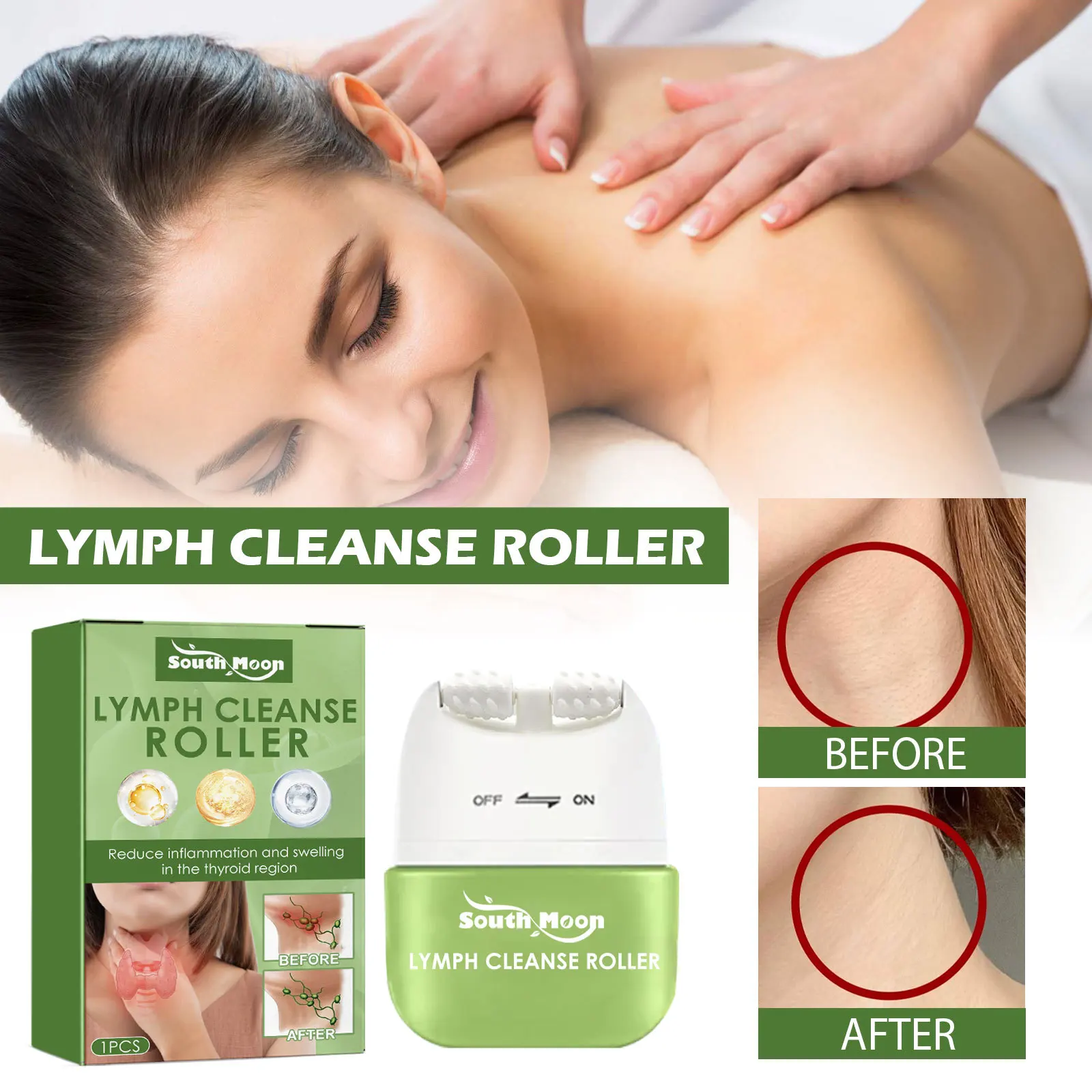 Lymphatic Detox Roller Anti-Swelling Thyroid Targeted Relief Blocking Pain Blood Circulation Armpit Lymph Nodes Treatment Care