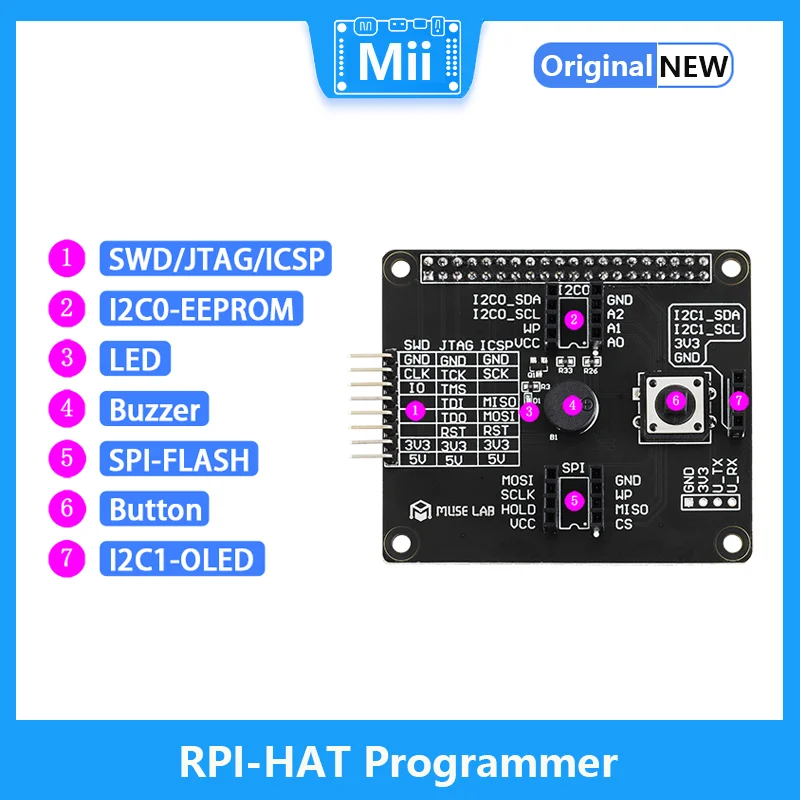 Multifunctional RPI-HAT Programmer Raspberry Pi Expansion Board I2C/SPI/SWD/JTAG/ICSP Offline Programming Open Source 3B/3B+/4B