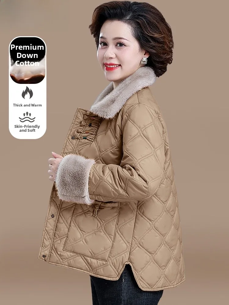 

Faionable Lightweight down Cotton Jaet Women's Autumn Winter Coat Mink Velvet Thin Small Cotton Padded Collar Coat