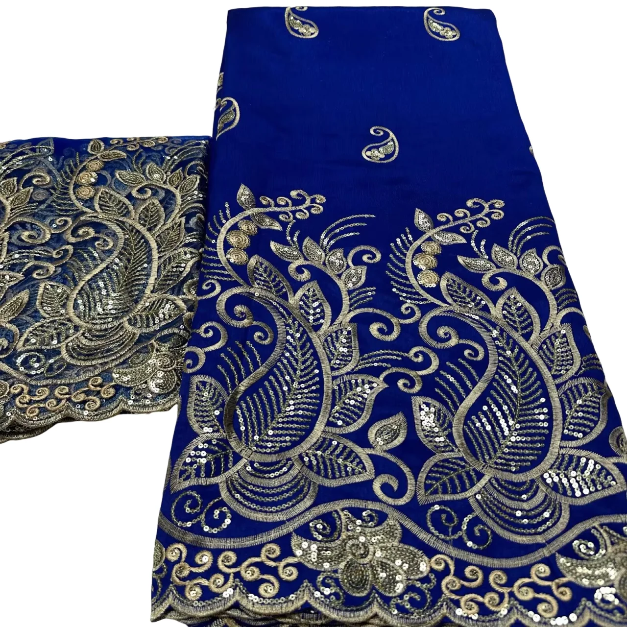 Nieuwe Pailletten George Kant 2025 Hoge Kwaliteit Indiase George Kant Stof Met Franse Netto Kant Stof Blouse Voor Trouwjurk 5 + 2 Yard