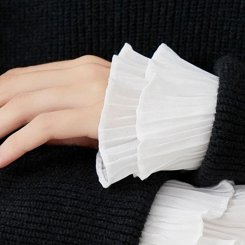 Wrist Cuffs for Women's Fashion Pleated Horn Cuff Detachable Shirt Fake Sleeve Cuffs Sunscreen Decorated Accessories DXAA