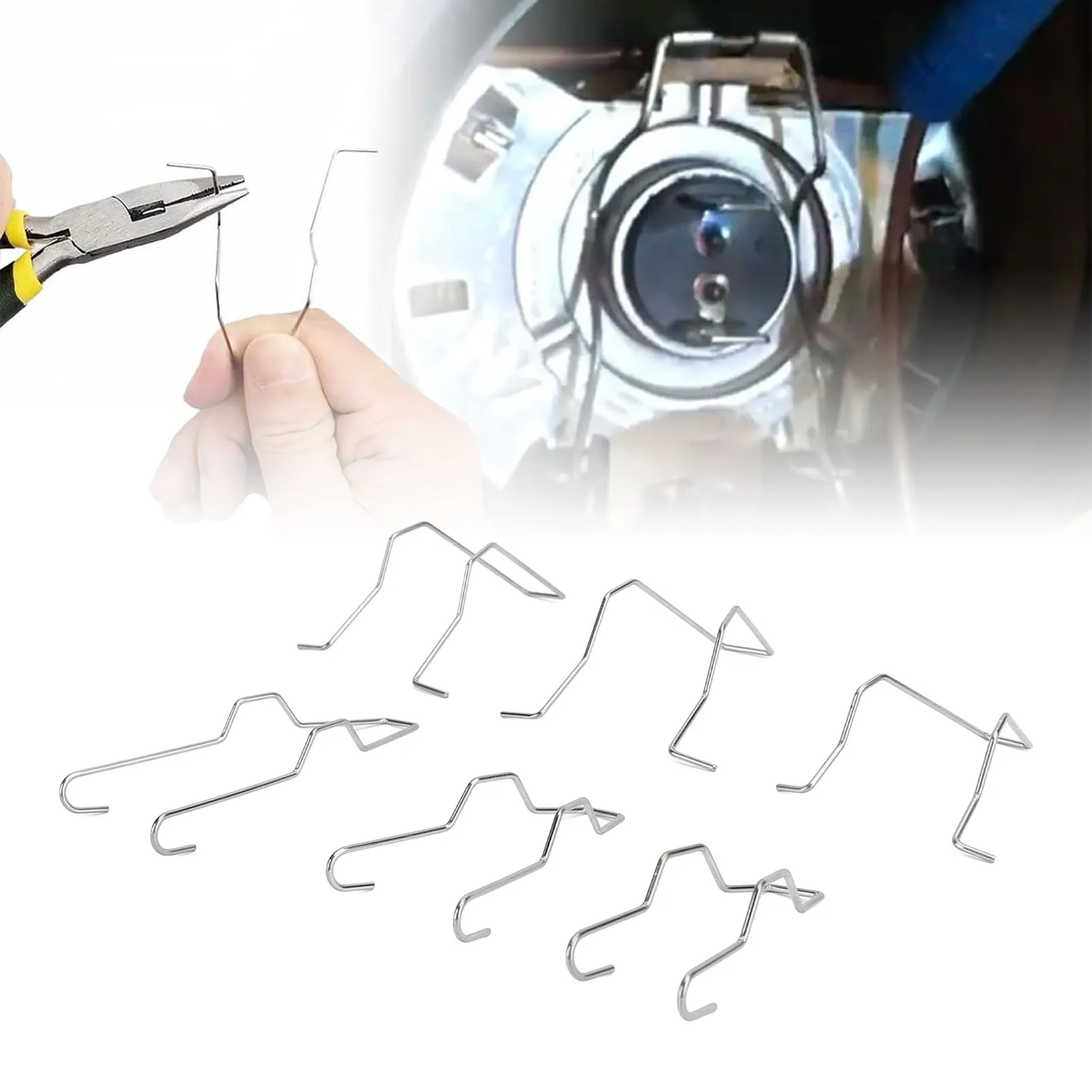 6Pcs Car Headlamp Bulb Clip Car Bulb Clip Stainless Steel Scratch Resistant Headlight Retainer Spring Clip for H1 H3 H4 H7 Bulbs