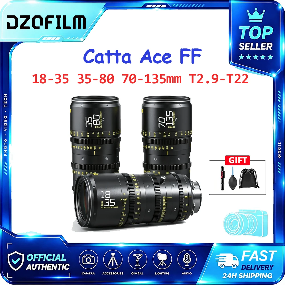 DZOFilm Catta Ace FF 18-35mm 35-80mm 70-135mm T2.9-T22 Full Frame Cinema Camera lens for Canon EF PL Mount Cameras