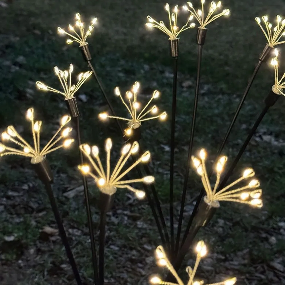 6/810 Heads Solar Light Waterproof Sparkling Stars LED Floral Firework 2 Modes Switching Ground Mounted Landscape Lighting