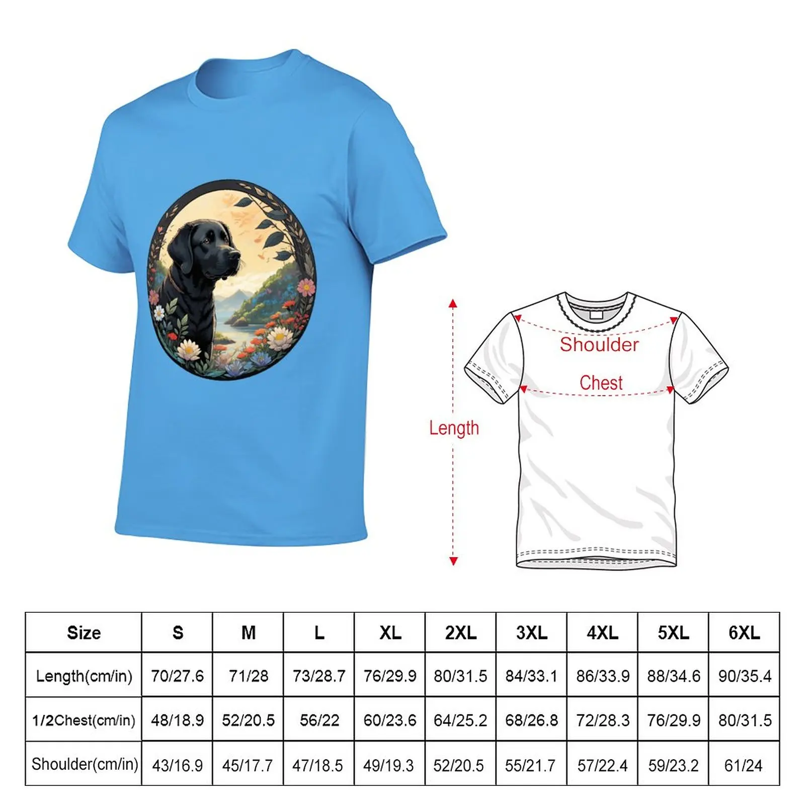 New Black Lab Spring Landscape T-Shirt oversized t shirts plus size tops tops graphic t shirt Short sleeve tee men