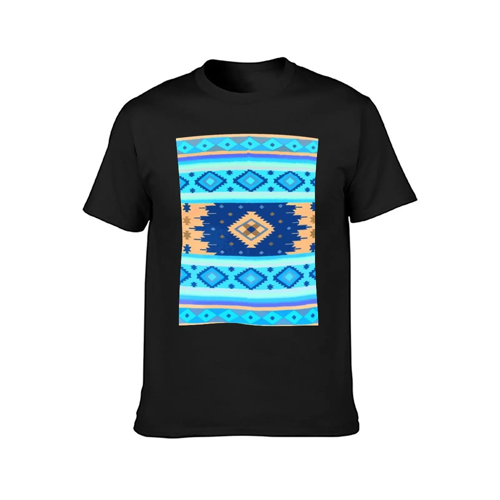 Sky blue southwest boho chic maximalist decor folk art T-Shirt tees Aesthetic clothing quick drying men t shirts