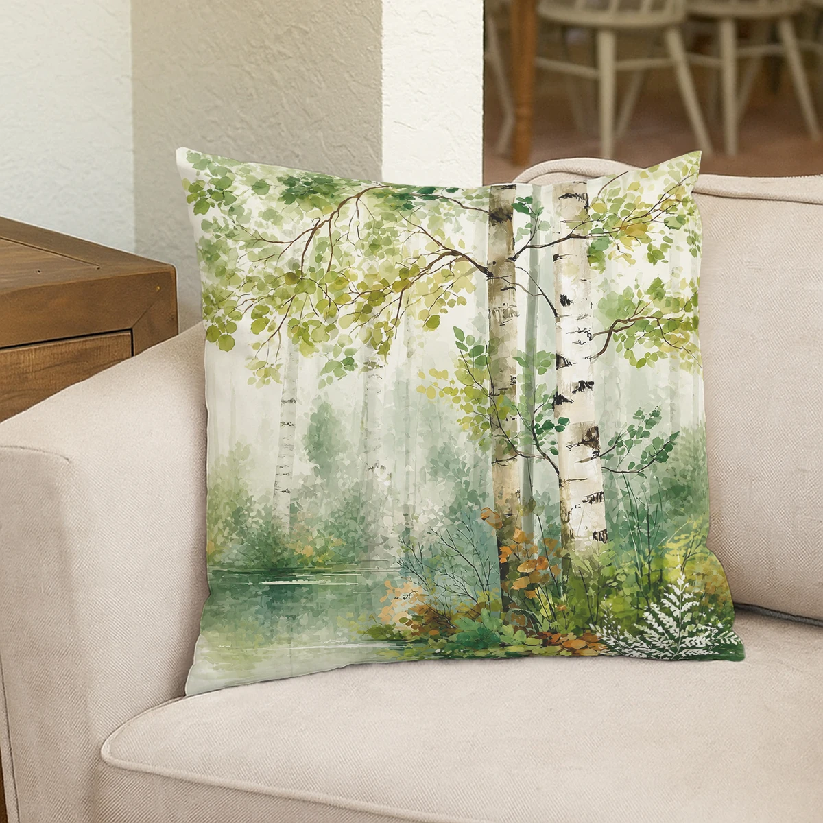 Retro Circular Pattern Polyester Pillow Cover - Stylish 2D Printed Cushion Case for Sofa, Bedroom and Living Room Decor