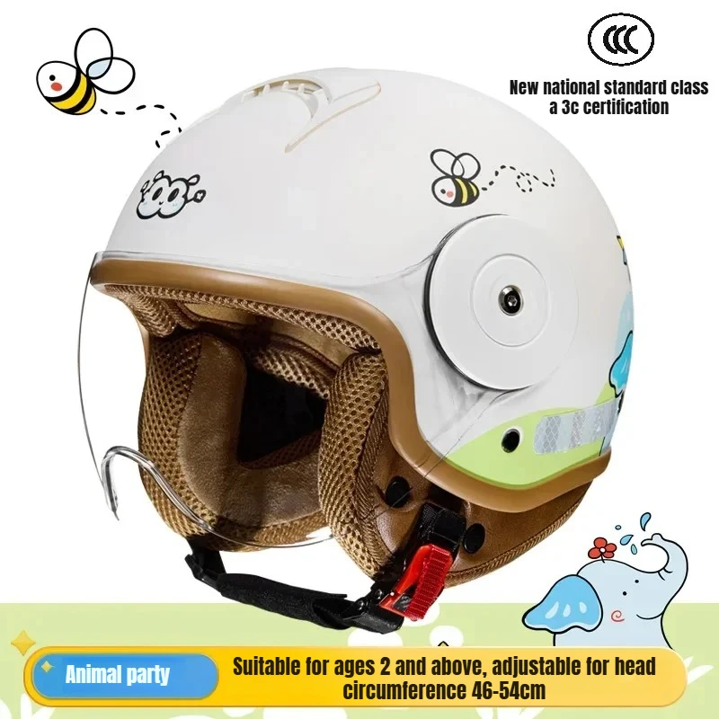 Children's Four Seasons Helmet New National Standard Class A 3C Certification Cartoon Electric Vehicle Helmet Motorcy Casco Moto