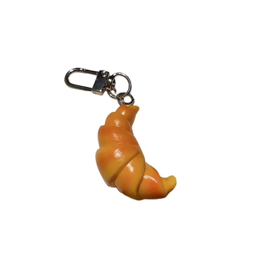 Funny Croissant Keychains Children Gifts Cartoon Toy Keyring Simulation Food-Toy Creative Cute Food Model Pendant Backpack Decor