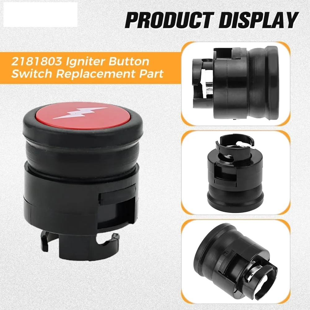 1pc 2181803 Grill Igniter Switch ABS Spark Igniter Red Push Button Switch Replacement for Weber 64868-63788 Igniter Kit