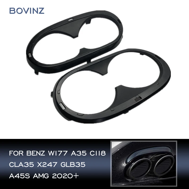 

For Mercedes Benz W177 A35 C118 CLA35 X247 GLB35 A45S AMG Refitting 2020 2021+ 2pcs Car Rear Bumper Exhaust Pipe Frame Cover