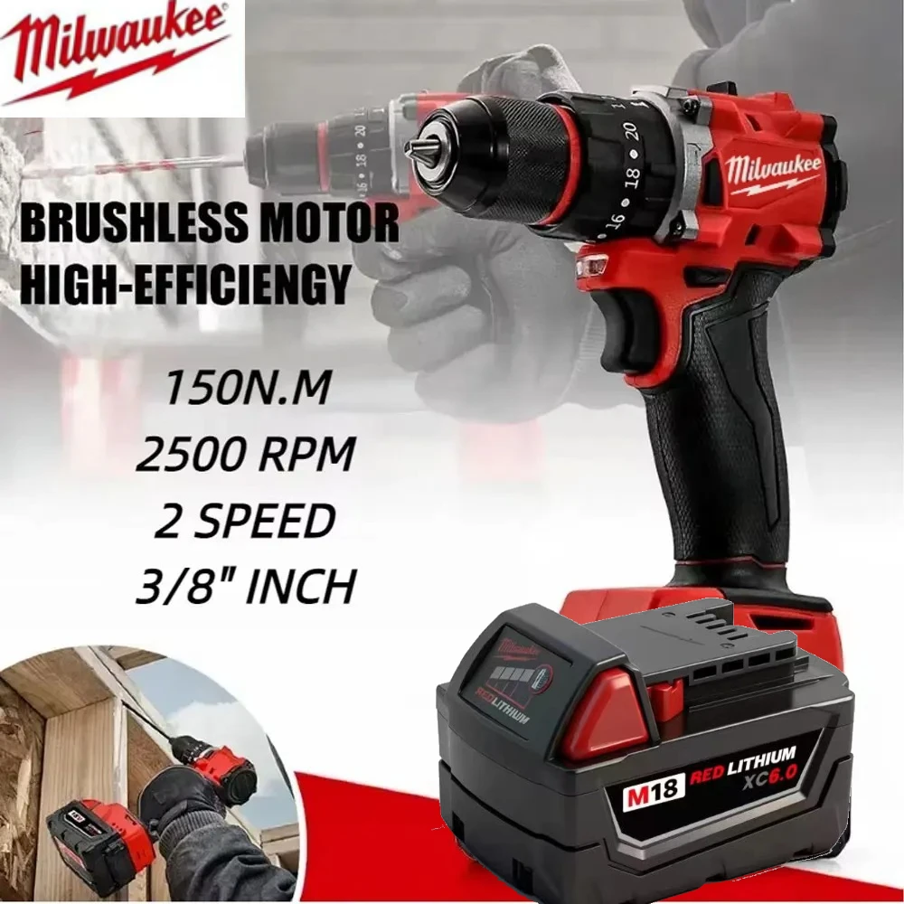 

Milwaukee 18V Cordless Drill，M18 6.0Ah High Output Battery Lithium-ion Rechargeable，Cordless Power Tool for Home Renovation Use