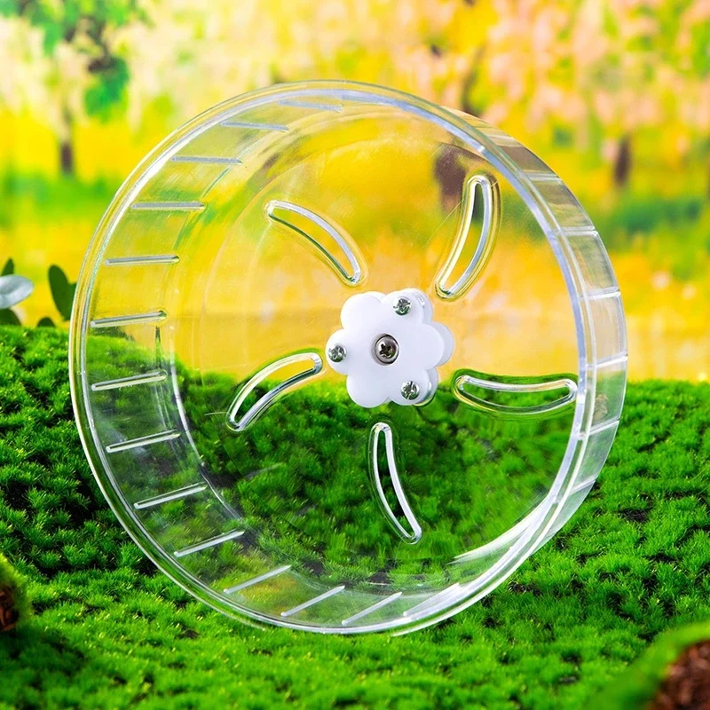 Hamster Running Wheel Silent Transparent With Wooden Stand Portable Exercise Toy For Syrian Hamsters Gerbils Small Pet Cage view 2