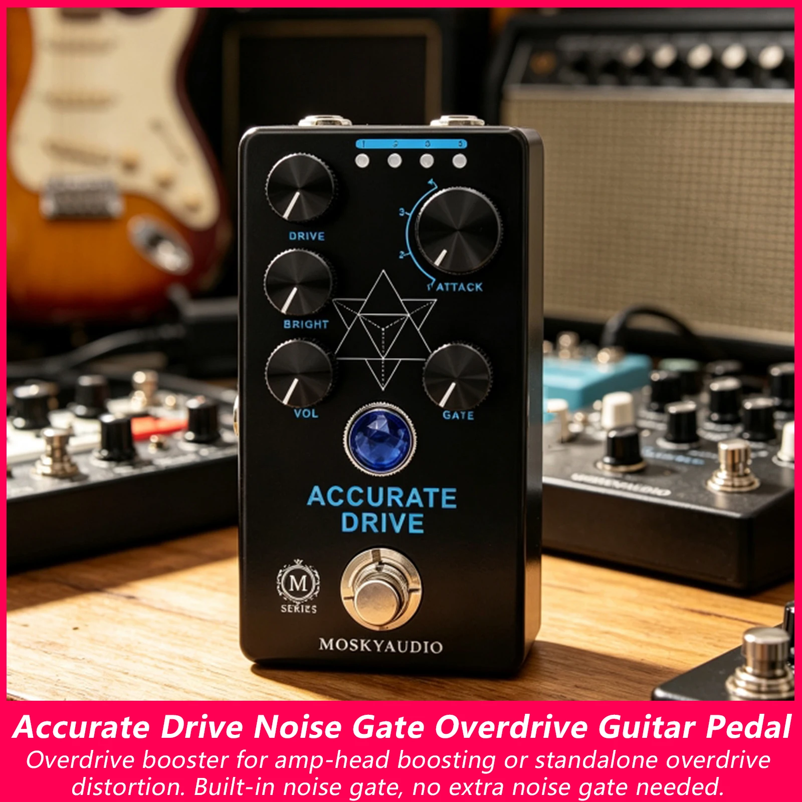 MOSKY Accurate Drive Overdrive Guitar Pedal Built‑in Noise Gate Overdrive Booster for Amp Head Standalone Distortion True Bypass