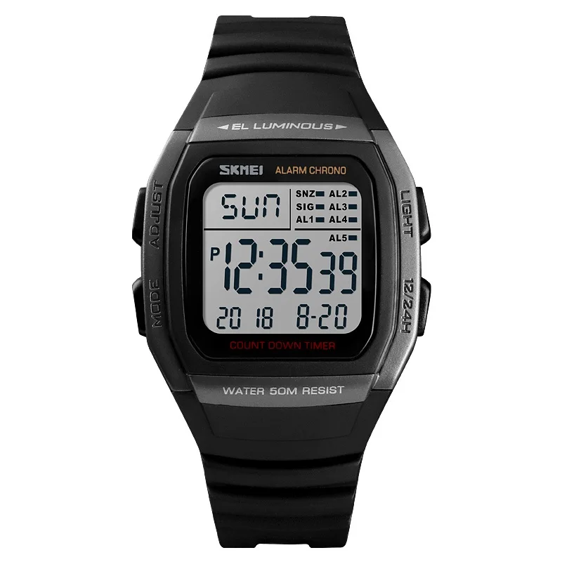 SKMEI 1278 New Casual Outdoor Square Male Clock Luminous Digital Electronic Men Wristwatch Sport Mens LED Watches Montre Homme