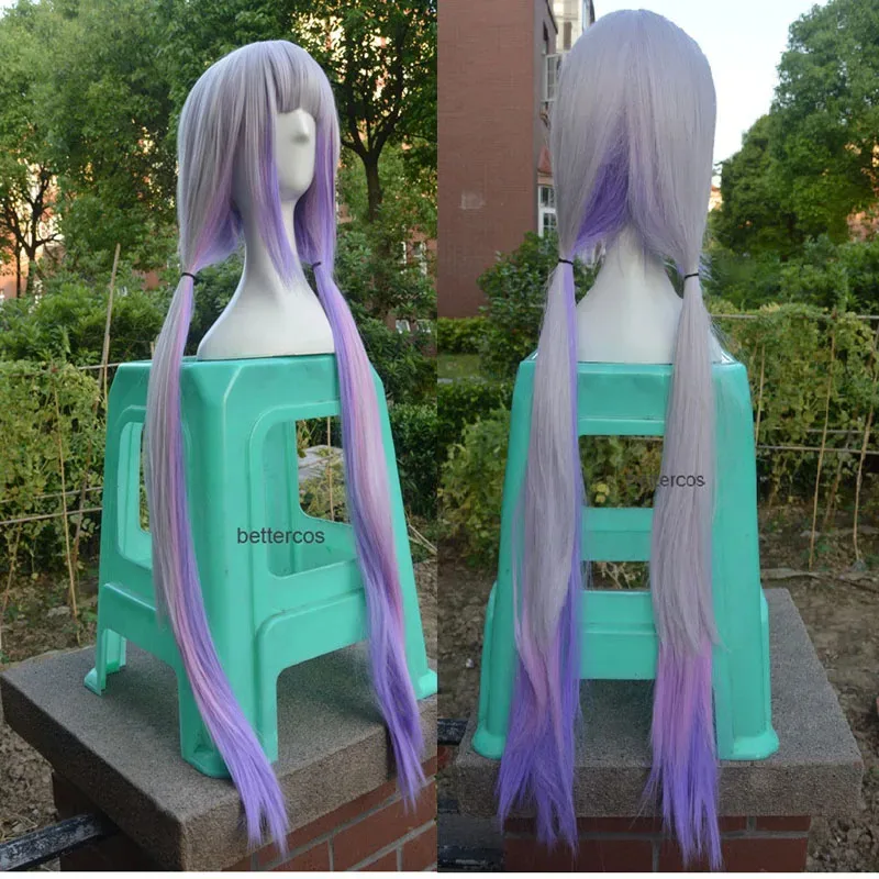 didi 2025 2025 hhhMiss Kobayashi's Dragon Maid Wigs Kanna Kamui 100cm Long Purple Ombre Heat Resistant Hair Cosplay + Wig Cap