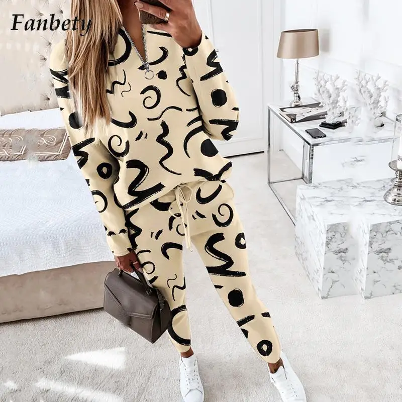 

Women Fashion V-neck Zip Long Sleeve Blouse & Tie-up Long Pant Outfits Autumn Casual Two Piece Set Lady Vintage Tracksuit Suits