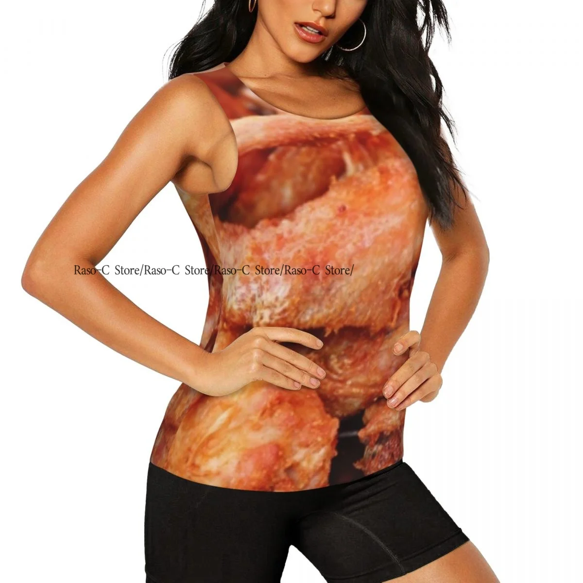 Women Fitness Sexy Yoga Vest Fried Chicken Delicious Street Food Gym Sports Top Tank Female