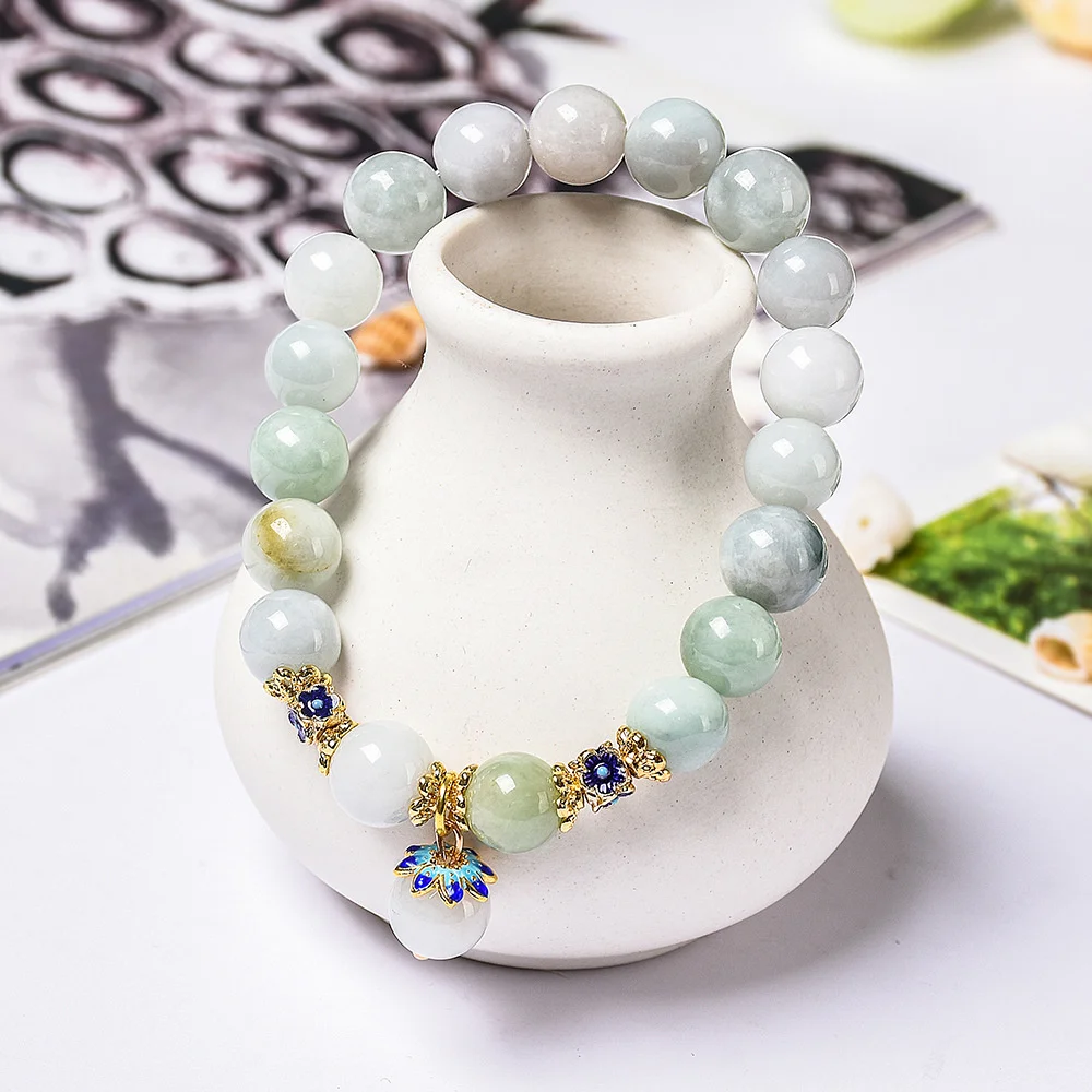 

Natural Jade Bracelet Jade Bracelet Mellow Cold Jade Handstring Buddha Beads Jade Bracelet Wholesale for Men and Women