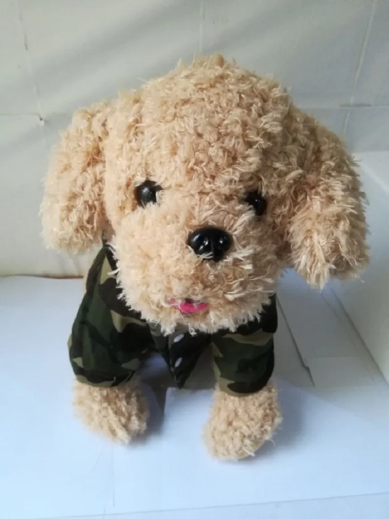 Lovely Squatting Ted Dog Large 50cm Plush Toy Dressed Camouflage Cloth Dog Soft Doll Throw Pillow Birthday Gift H1140