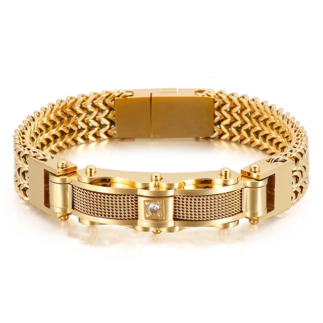Men's gold stainless steel bracelets hot sale