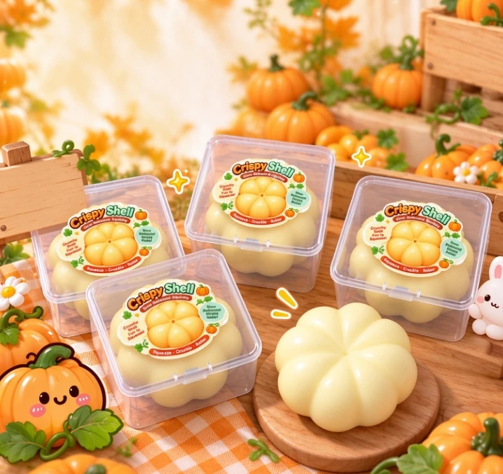 6 pcs Crispy Shell Pumpkin Slow Rebound Squishy Fidget Toy, Halloween Crunchy Squishy Stress Relief Toy