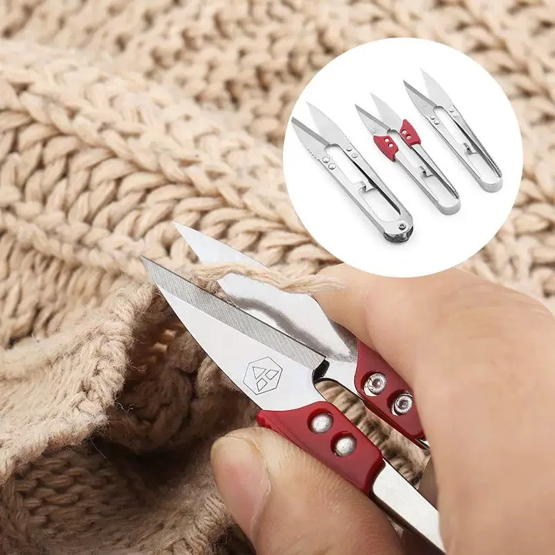3Pcs Stainless Steel U Type Thread Clippers Spring Yarn Snips Sewing Cross Stitch Embroidery Fabric Thread Cutting Scissors