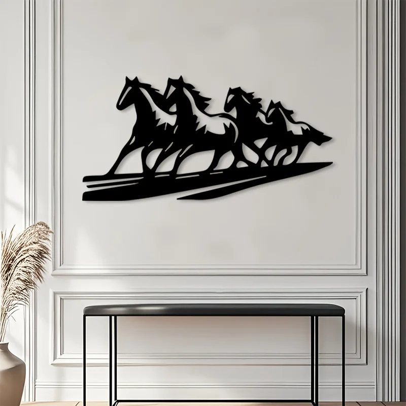 1PC Vintage Galloping Horses Metal Wall Art, Equestrian Decor for Living Room Farmhouse, Housewarming Gift for Horse Collectors