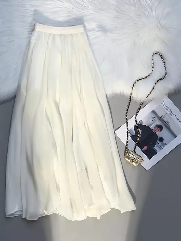 Elegant High Waist Mesh Half Skirt Fashionable Spring 2026 Women's Premium Feel Slimming A-Line Skirt Korean Style Commute