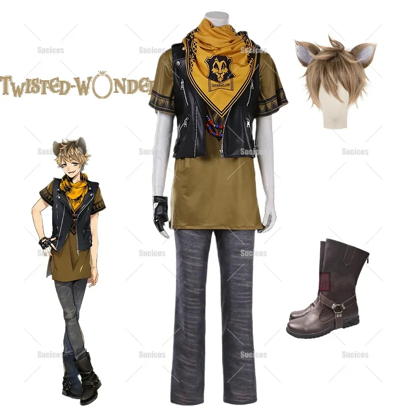 

Anime Twisted Wonderland Ruggie Bucchi Cosplay Costume Wig Ear Prop C Fancy Outfits Halloween Christmas For Women Men Role Play