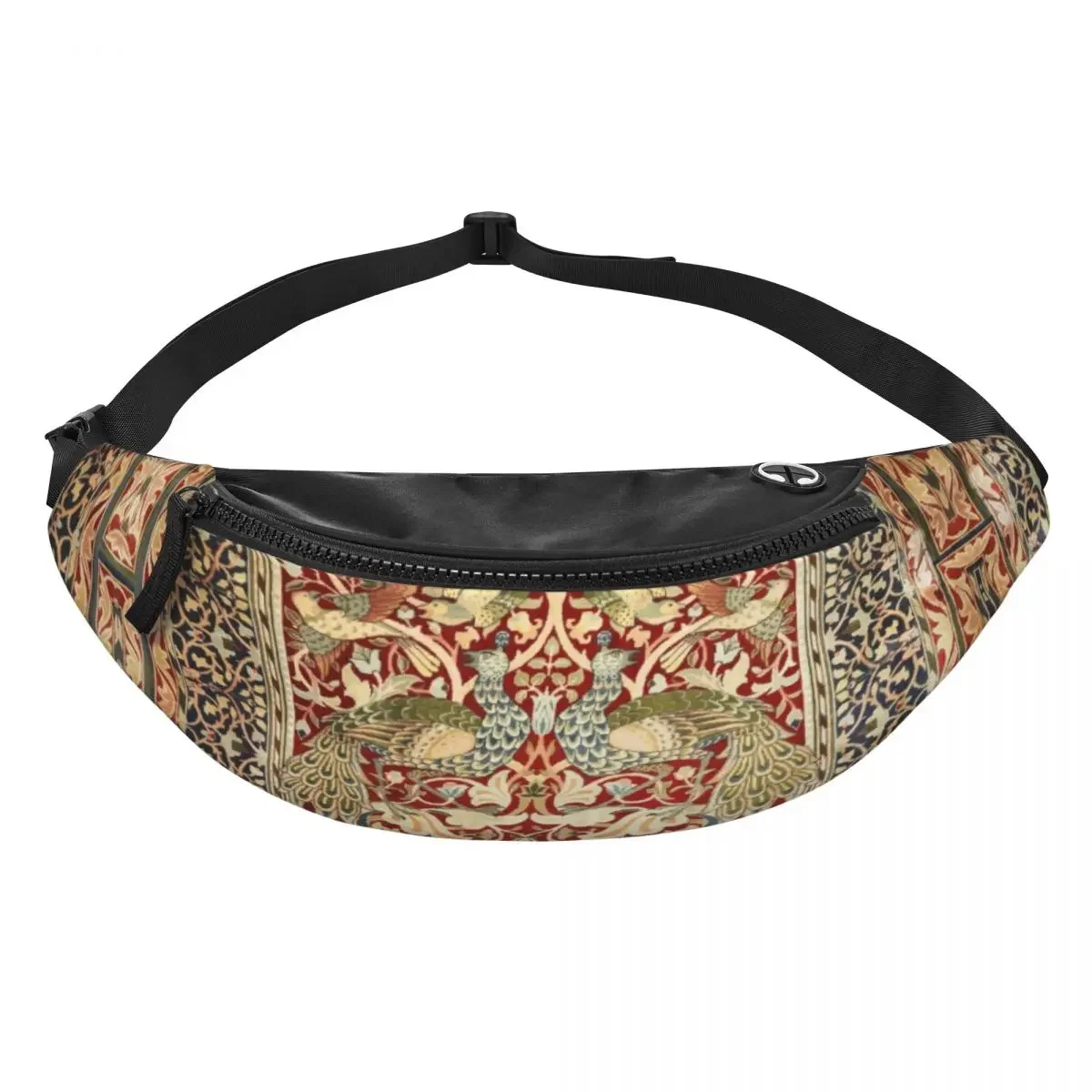 William Morris Vintage Fanny Pack para homens e mulheres, padrão floral têxtil, bolsa de cintura crossbody, viagem, caminhada, bolsa de dinheiro para telefone