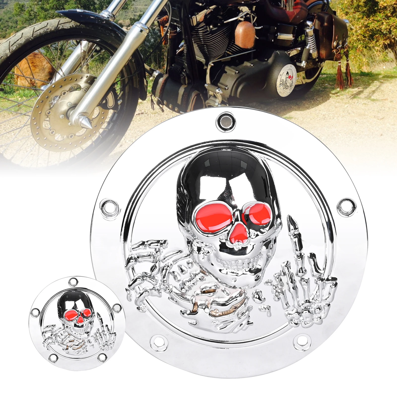 Cover It. Clean It. Chrome It. 5 Hole Derby Timing Points Cover for Harley Big Twin Cam Touring FLHR FLHX FXST