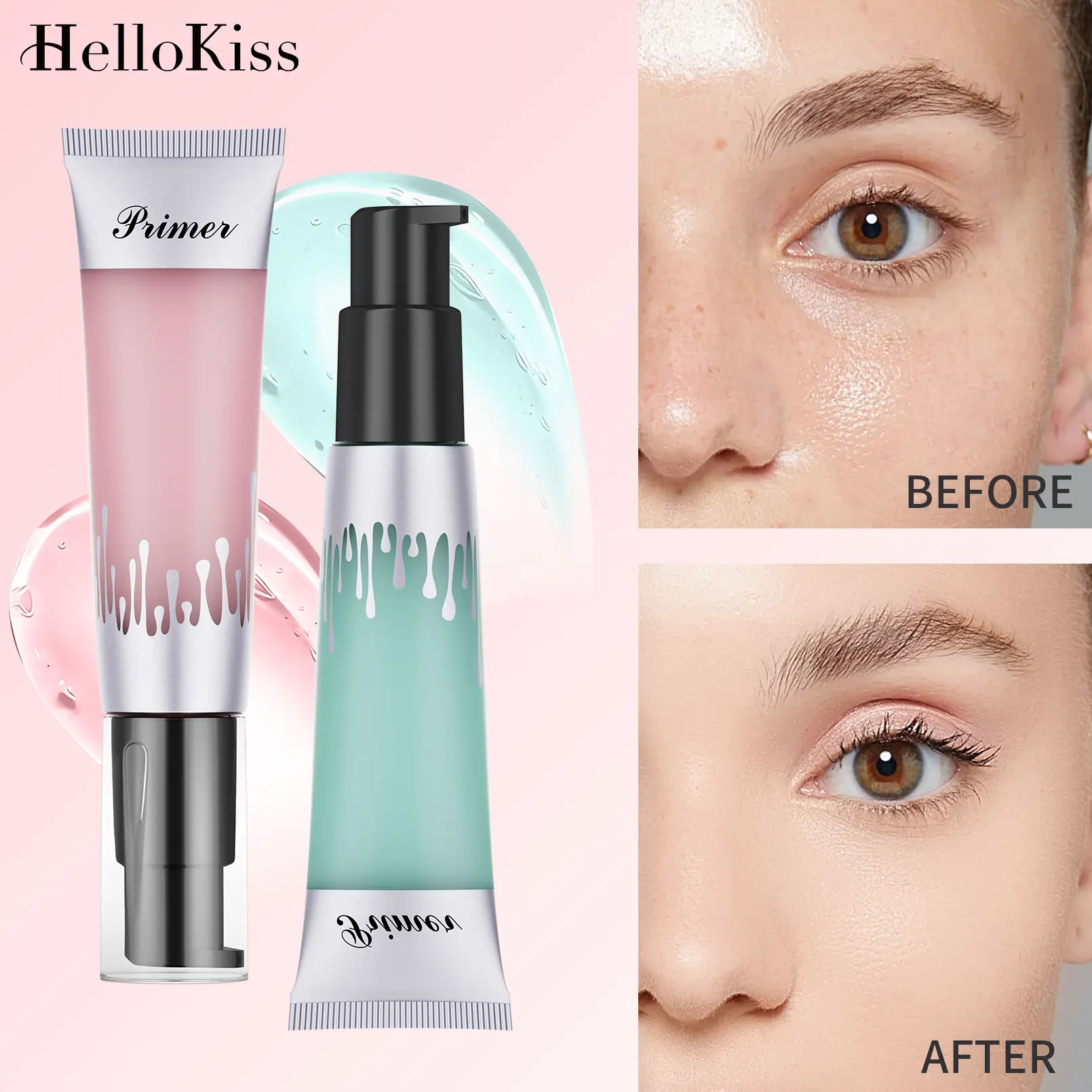 Gel primaire éclaircissant à l'acide hyaluronique, hydratant, longue durée, éclaircissant pour le visage, maquillage cosmétique pour le Contour