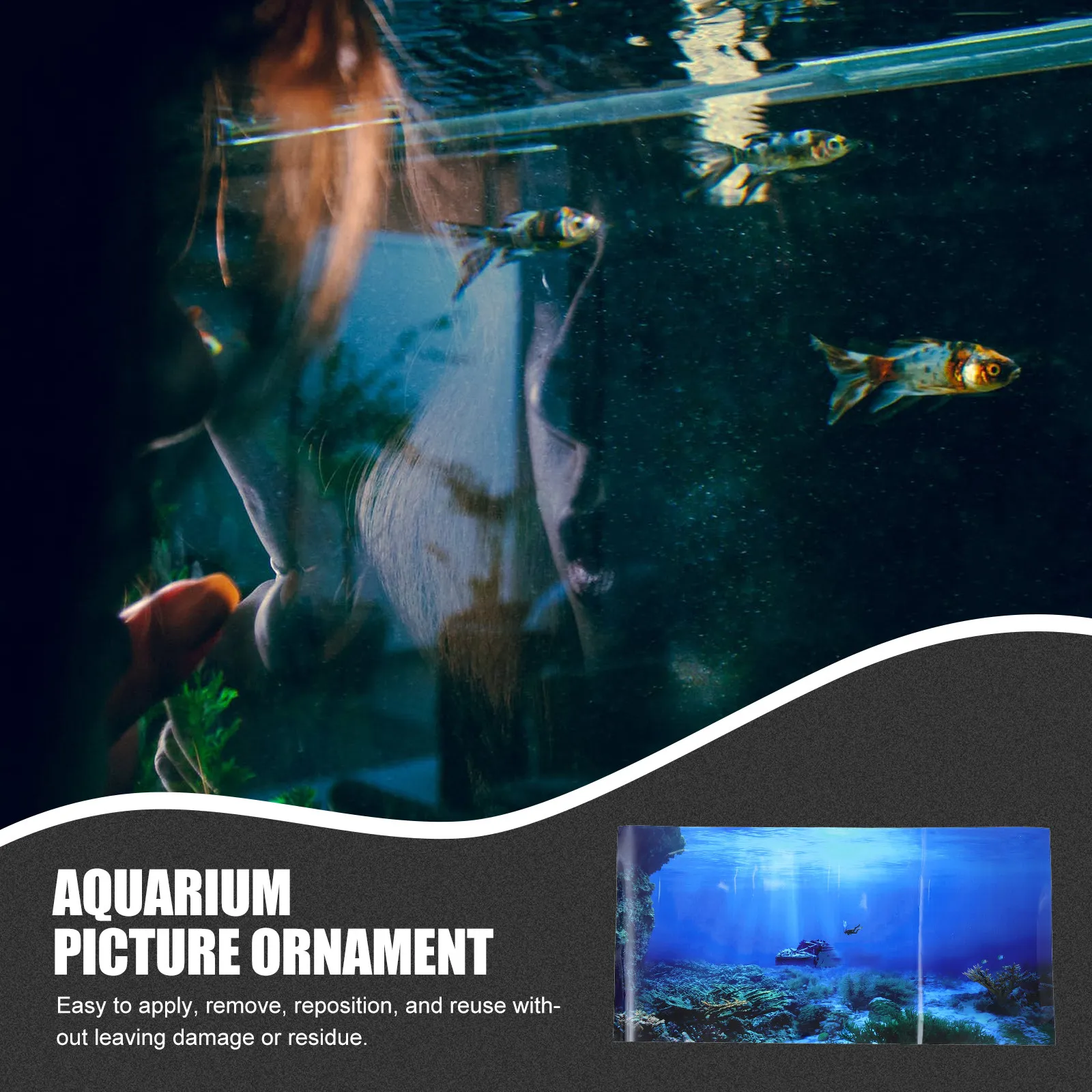 Aquarium Fish Wallpaper - Aquarium achtergrondsticker Visbak zelfklevende ornamenten behang