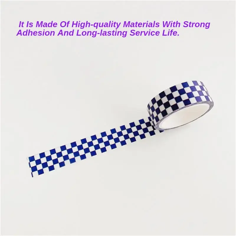 Ins Blue Plaid Washi Tape Simple Style Thank English Sealing Sticker Student Creative Stationery Masking Decorative Tape
