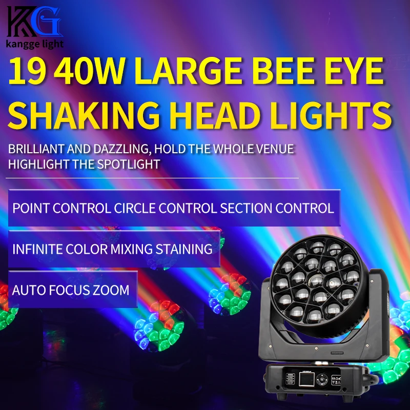 

19x40W Bee Eyes RGBW 4in1 Zoom Wash Moving Head Light Led Wash Beam Moving Head Lights DMX Свадебное сценическое освещение для DJ Party