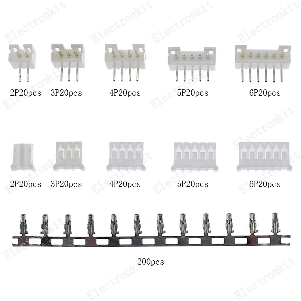 Imagem -05 - Pinos Curvados Conector do Encabeçamento do Pino da Agulha 2.0 mm Passo Ângulo Direito Soquete ph para Pwb Jst 400 Peças Ph2.0 2p 3p 4p 5p