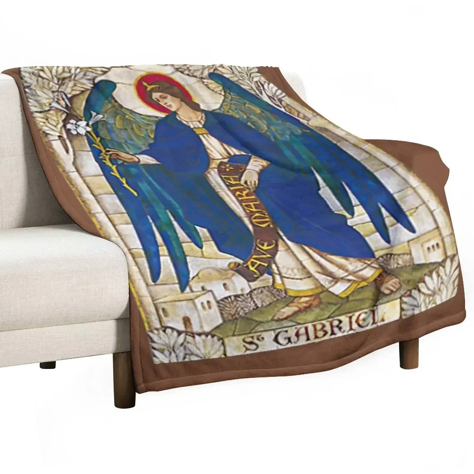 St Gabriel Angel Catholic Saint Archangel Throw Blanket Custom valentine gift ideas Blankets