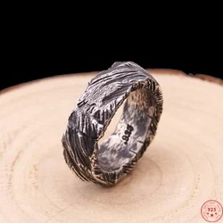 S925 Sterling Silver Rings for Women Men New Fashion Fissure Meteorite Hand Ornaments Pure Argentum Punk Jewelry Wholesale