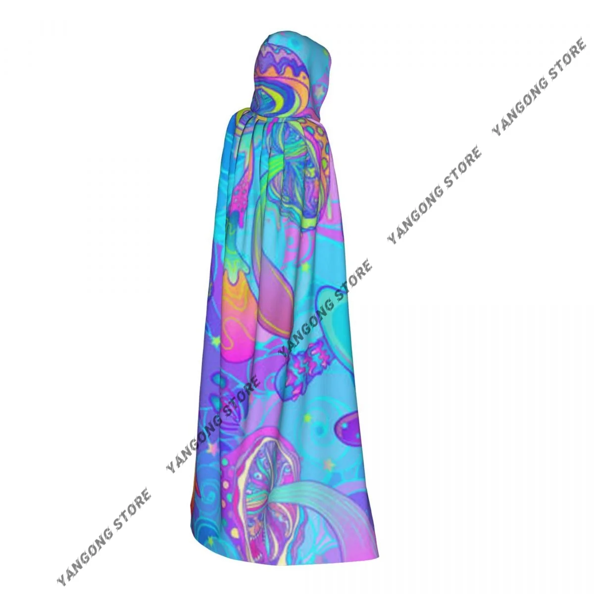 Magic Mushrooms Psychedelic Cloak Hooded Cosplay Costume Halloween Adult Long Party Cape