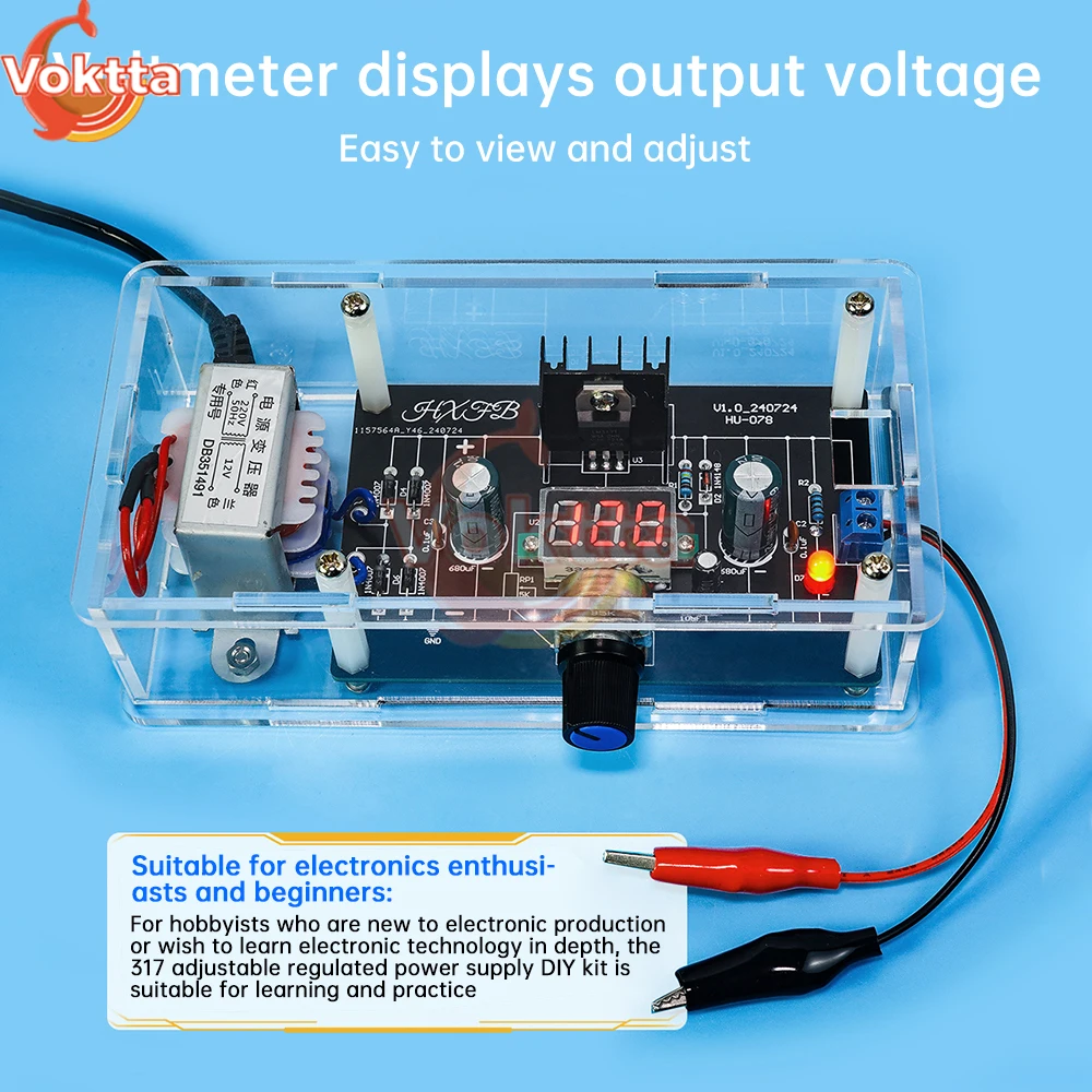 DIY Kit LM317 Adjustable Step-down Stabilized Power Supply 110V 220V to 1.25V-12.5V Voltage Regulator PCB Board Electronic kits