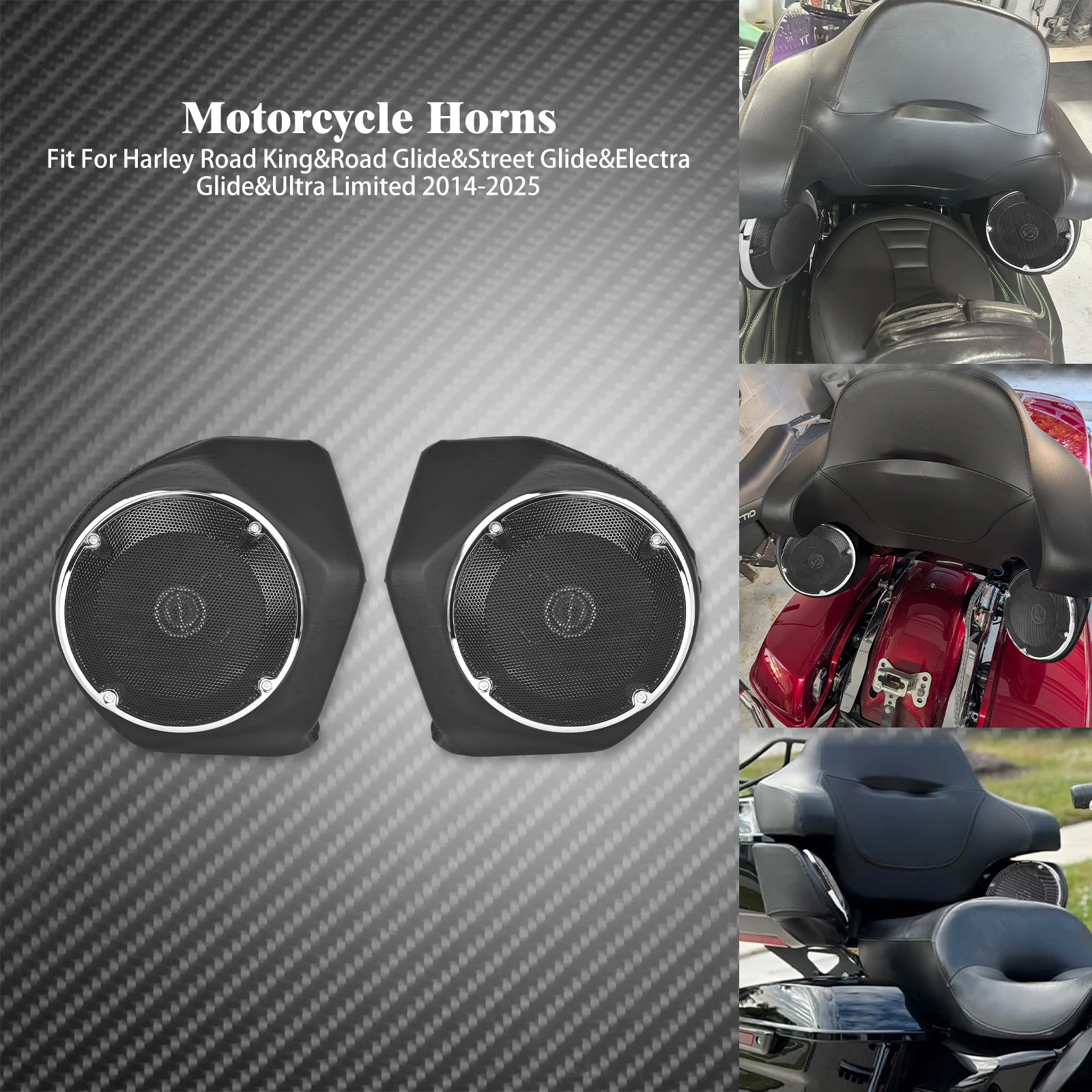 Backrest Tour Luggage Rear Speaker For Harley Touring Road King Street Electra Glide Ultra Limited FLHR Special FLTRXS 2014-18