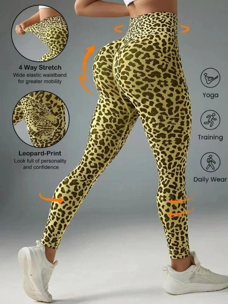 Woman Clothes Leopard Print Yoga Pants High Waist Seamless Fitness Sports Leggings Gym Tracksuit Female Running Tight Trousers