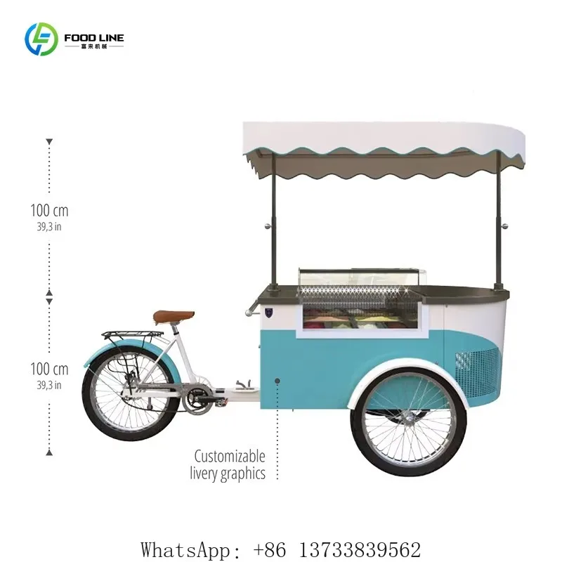 WholesaleCustomized Italian Ice Cream Truck Refrigerated Mobile Food Vending Cart