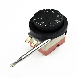 Adjustable Electric Fan Thermostat Switch 0℃-120℃ Cooling Fan W/ 12V Rotary Temperature Control Switch Capillary Thermostat Part