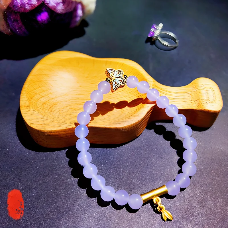 

Jewelry Bracelet Natural Purple Stone Fashion High End Enamel Painted Butterfly Handmade Women's Hand Bracelets