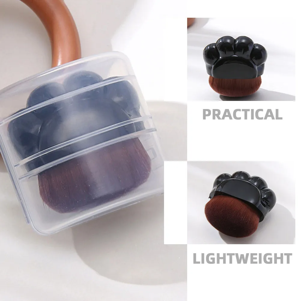 Pinceau à maquillage Cat Paw à manche court et tête plate pour fond de teint liquide, poudre et blush, poils synthétiques doux, pinceau visage de voyage