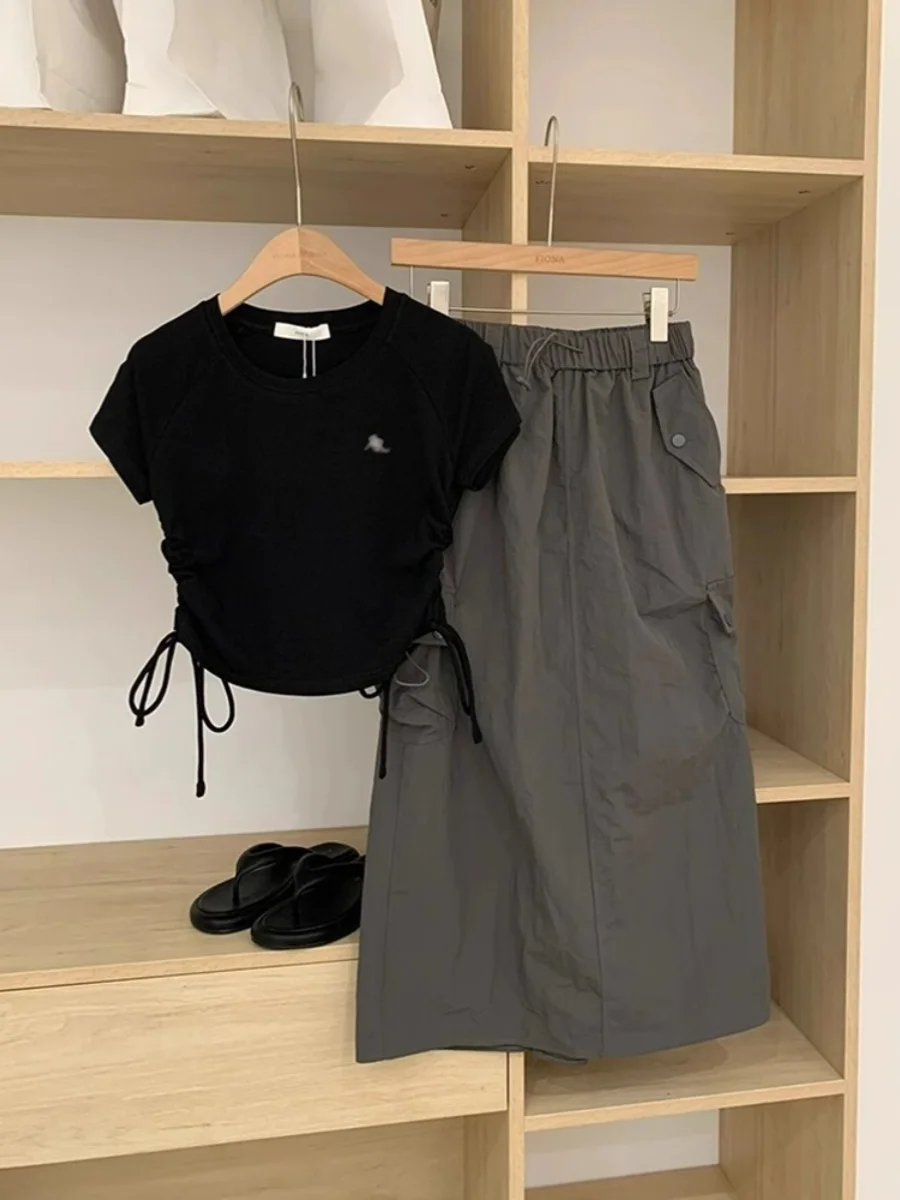 

Faionable Workwear Skirt Set Women's ort Sve Two-Piece Suit Salt System Youthful Street Sle Summer Outfit