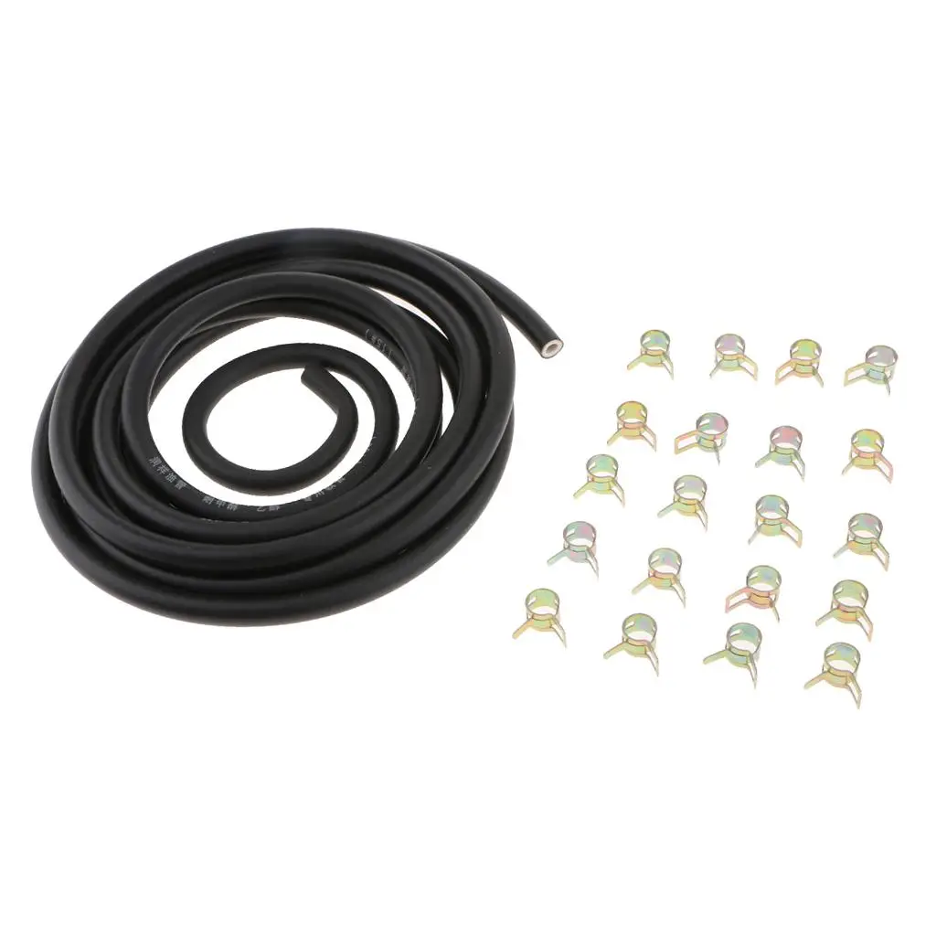 Colliers de serrage pour tuyau de carburant de moto, diamètre intérieur de 1/4 pouces, ID de 2/5 pouces, petit tuyau, longueur de 3 mètres, longueur de 9.85 pieds, 20 pièces