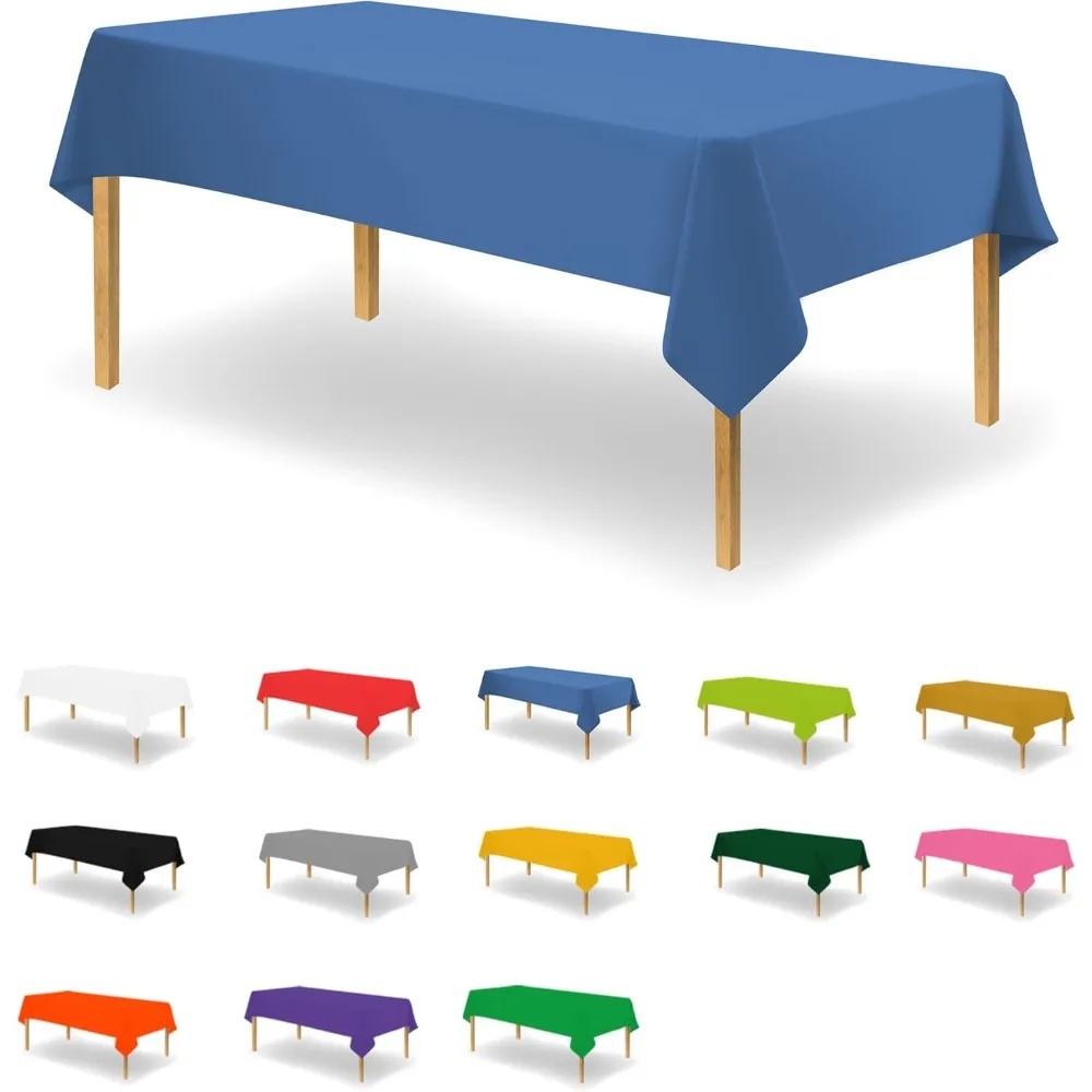 Blue Disposable Tablecloth for Rectangle Tables (48 Pack) Premium Decorative Table Cloths for Parties, Events & Weddings